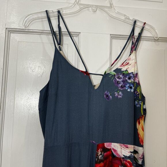 Lavender Brown Boho‎ Crop Strappy Romper Teal Colorful Multicolor Floral Women S - Picture 2 of 8